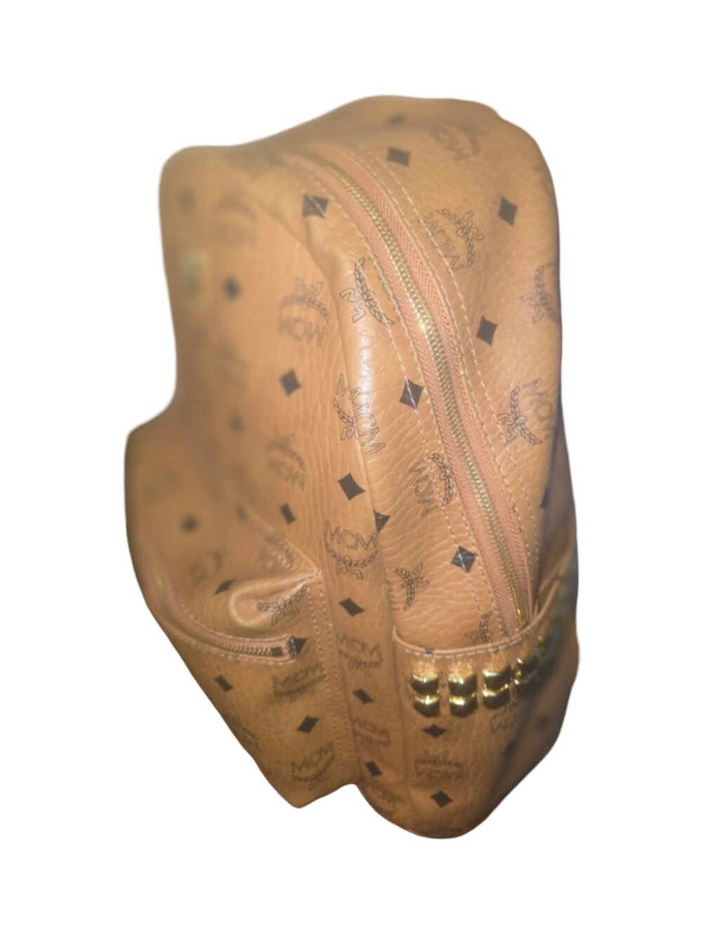 MCM Cognac Visetos Logo Backpack